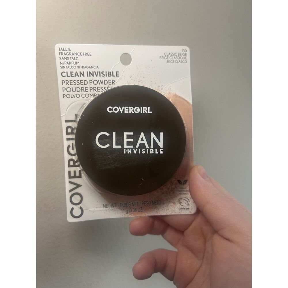 NEW CoverGirl Clean Invisible Pressed Powder 130 Classic Beige - Talc Free Vegan